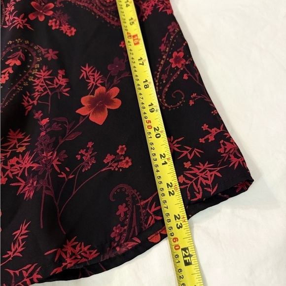 Pariscope women’s black red floral paisley long sleeves button up shirt fairy - Picture 10 of 11